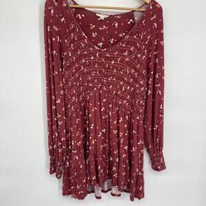 Jane & Delancy Top Women’s XL Peasant Floral Smocked Milkmaid Long Ballon Sleeve